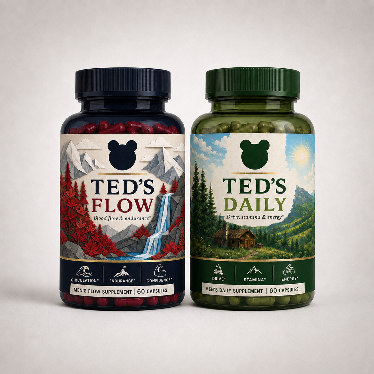 The Teds Stack — Teds Daily and Teds Flow bottles