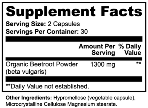 Teds Flow supplement facts label